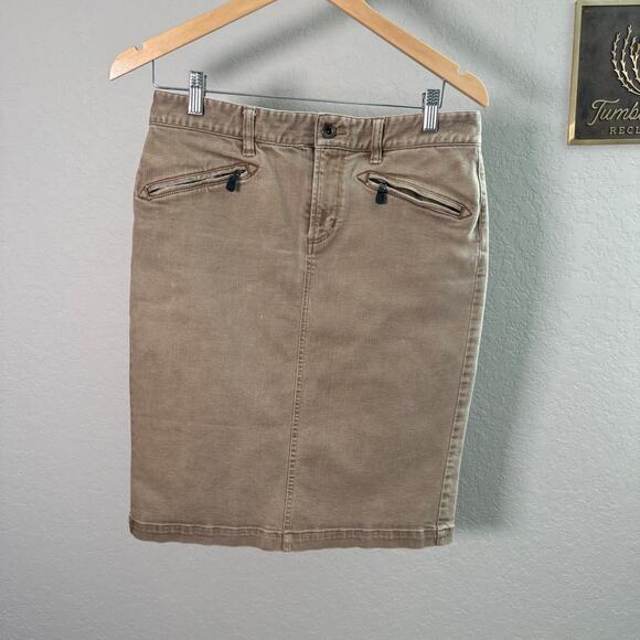 Women's Lauren Jeans Company Tan Denim Pencil Skirt with Pockets Size 4 - Picture 1 of 9